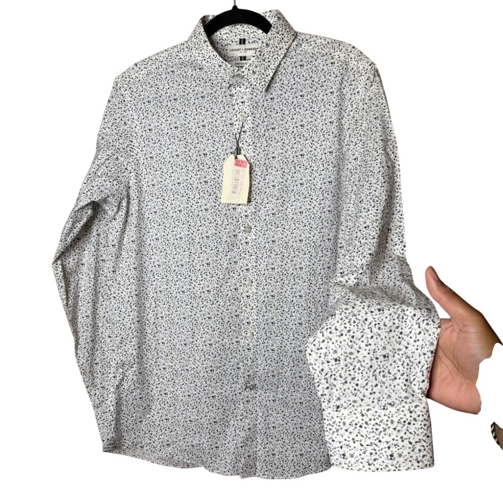 Crosby & Howard Mens Large Button Up Shirt Stretch Fabric Business Casual NEW